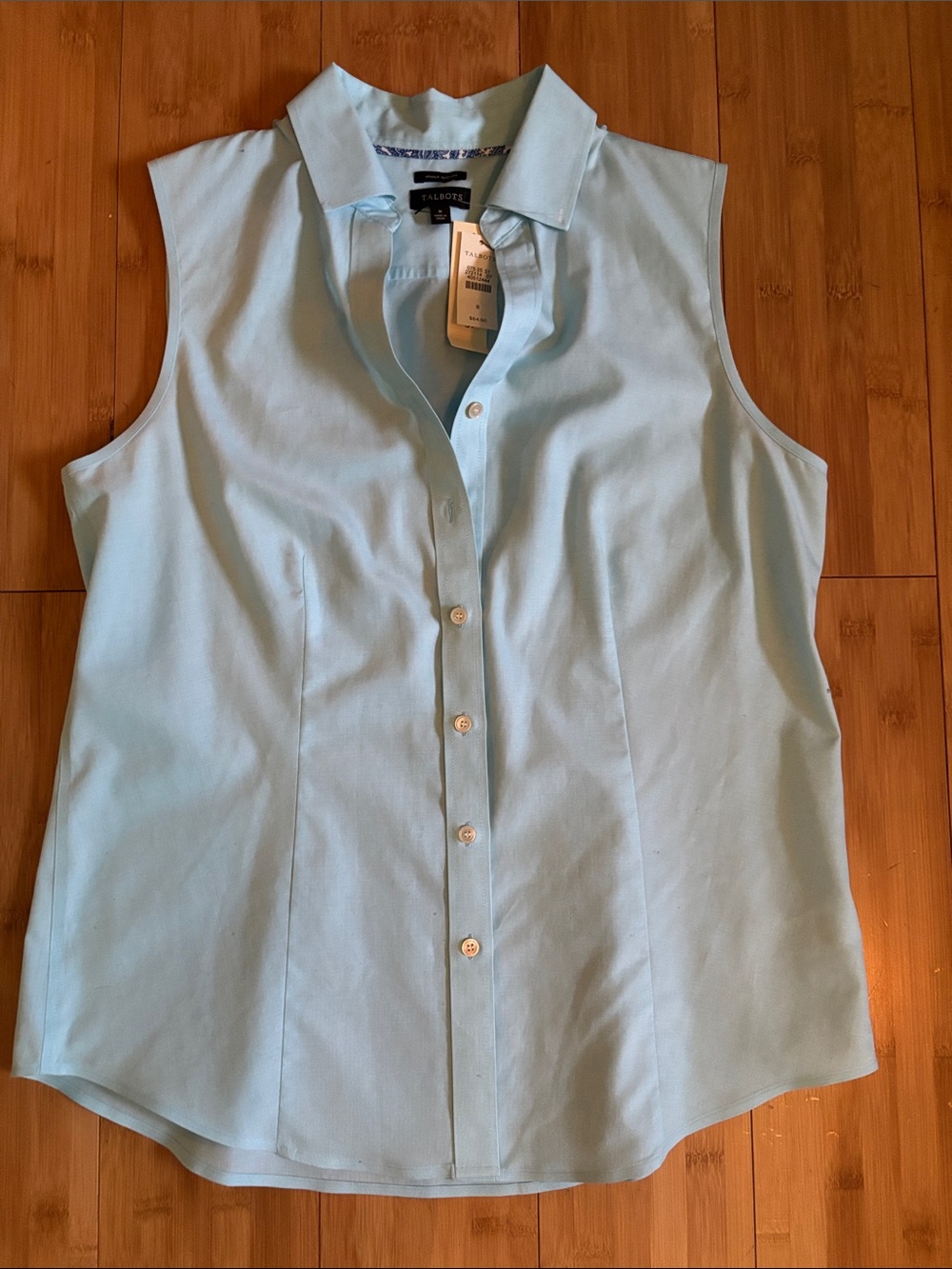 Talbots Light Blue Sleeveless Button-Down Shirt
